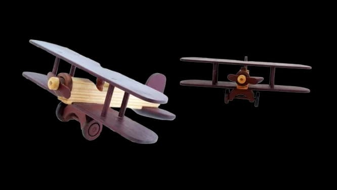 Avião Biplano Artesanal em Madeira