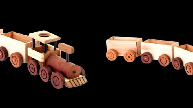 Trem Artesanal com Vagões em Madeira