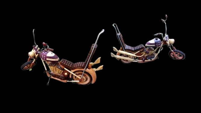 Motocicleta Chopper Artesanal em Madeira